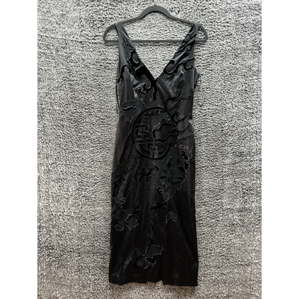 MANDALAY Y2K Evening COCKTAIL Sequin DRESS Embellished‎ In Black Size 8